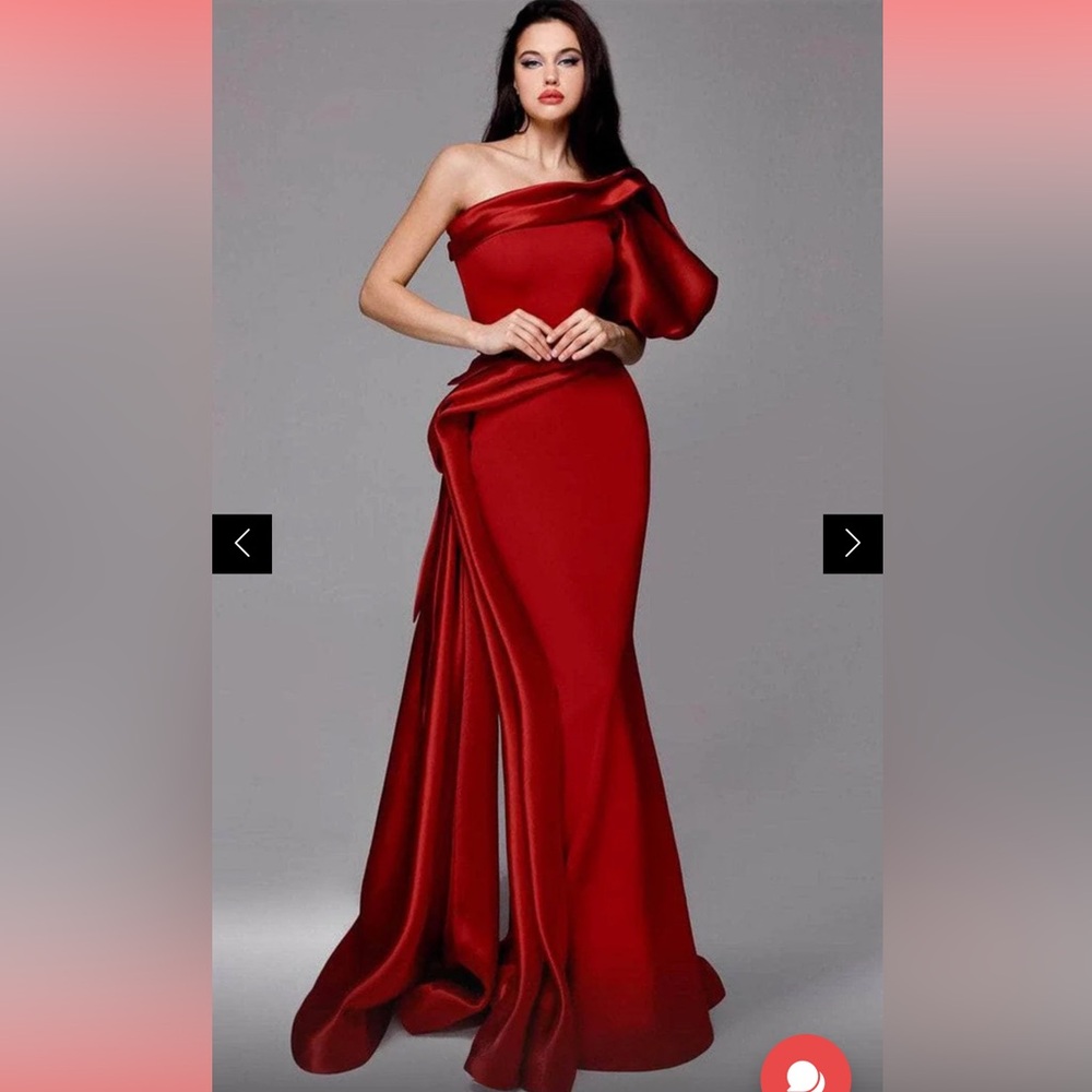 Red Ruffled Asymmetrical One-Shoulder Dress